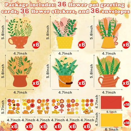 36 Set Fall DIY Craft - Thanksgiving Flower Card Making Kit with Autumn Greeting Cards Stickers Envelopes Set Gifts for Activities - style: fall