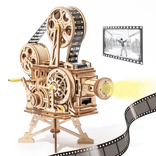 ROKR 3D Wooden Puzzles for Adults- 183pcs Mechanical Model Building Kit Wooden Craft Movie Projector Gift for Adults 14+ (Vitascope)