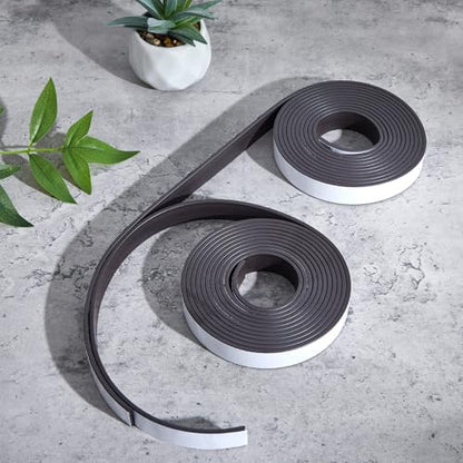 Sabary 2 Roll Monopolar Magnetic Tape 16 feet x 0.8" Wide x 0.12" Thick with Strong Adhesive Backing Anisotropic Flexible Magnetic Strip for Maglev Train Science Project - size: 16 Feet