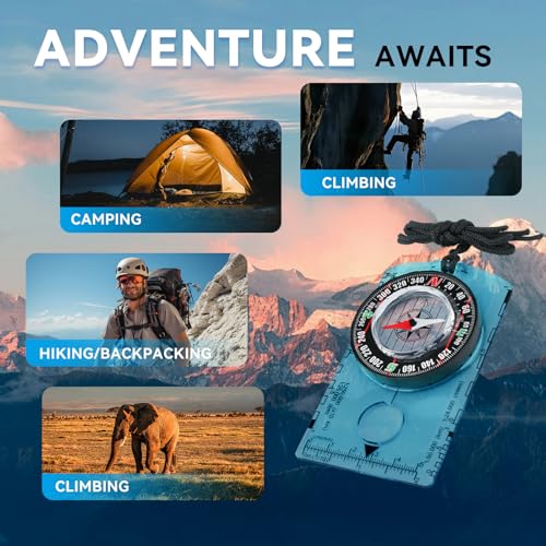 Compass Military Grade, Precision Navigation Compass for Hiking - color: blue