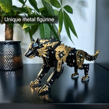 3D Metal Puzzle for Adults,Mechanical Animal Wolf Puzzle Building Set，3D Metal Model Kits, Brain Teaser Puzzles DIY Assembling for Stress Relief - A Collectible Gift for a man and boy (Black) - color: Black