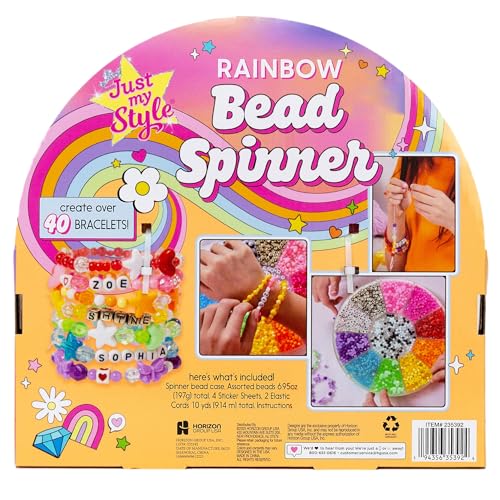 Just My Style Rainbow Bead Spinner, DIY Bracelet Making Kit with Swiveling Bead Case, Includes Over 1,000 Beads for Bracelet Making, Elastic, and More - color: Bead Spinner
