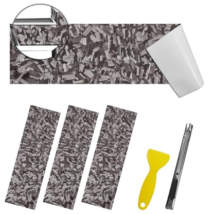 QianBao Compatible with 11.8" x 4" Chevy Bowtie Emblem Vinyl Wrap Kit - color: Forged Carbon Fiber Silver