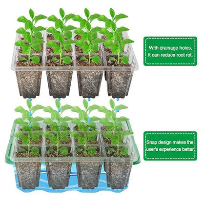 Bonviee 10-Pack Seed Starter Trays, Tall Dome, Base, 12-Cell Tray, Green - color: Green, size: 10 Packs