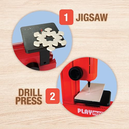 PLAYMAKE 4 in 1 Creative Workshop Safe for Children 5+ for Wood & Cardboard