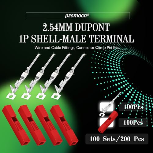 100 Sets / 200 Pieces for Dupont 2.54mm 1Pin Male Red Connector - size: 1-Pin Male, style: Red-Single Row