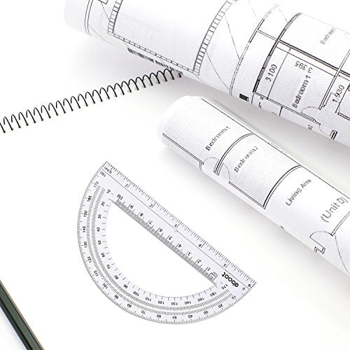 EBOOT Plastic Protractor Math Protractors 180 Degrees, 6 Inch, Pack of 2 (Clear) - color: Clear