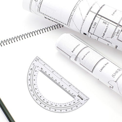 EBOOT Plastic Protractor Math Protractors 180 Degrees, 6 Inch, Pack of 2 (Clear) - color: Clear