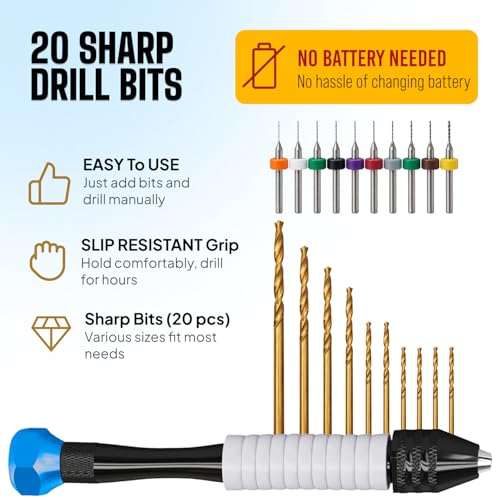 Micro Drill Bits Set with Pin Vise Hand Drill Manual, Jewelry Drill Kit - style: Professional