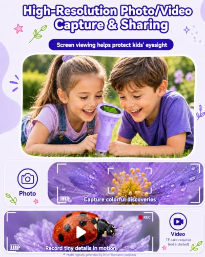 1000X Microscope for Kids, 2'' Screen Kids Wonder Quest Microscope Camera, Digital Handheld Microscope, Educational Kids Magnifying Glass, Christmas Birthday Gifts for Age 3 4 5 6 7 8 9 10- Purple - color: Purple