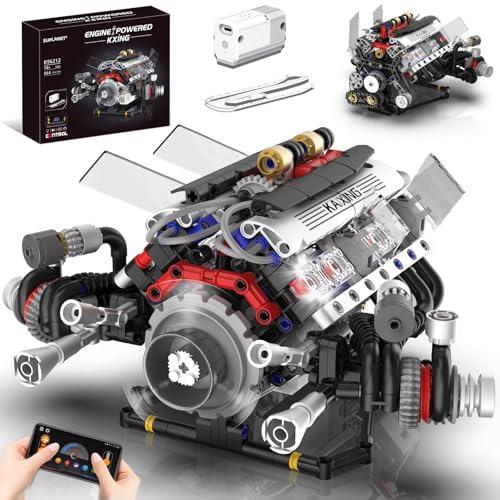 Mini V8 Engine Model Kit that Works for Adults Boys Kids,664PCS