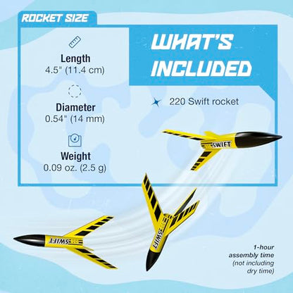 Estes 0810 220 Swift Rocket-Building Kit, Intermediate Flying-Rocket-Model Kit for Ages 10+