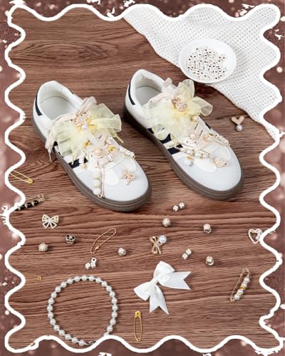 RQAYE Shoe Charms for Sneakers,Junk Socks Charms Kit with Lace Shoelaces - style: Noble Pearl
