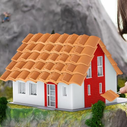 Charniol 200 Pcs Miniature Roof Tiles 1:12 Scale Mini Clay Tiles, Realistic House Shingles for the Roof, House Accessories for Kitchen Garden Landscaping DIY Model Architect Buildings