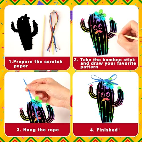 36 PCS Cinco de Mayo Crafts for Kids, Mexican Scratch Art Party Favors - style: Cinco De Mayo Style