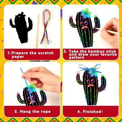 36 PCS Cinco de Mayo Crafts for Kids, Mexican Scratch Art Party Favors - style: Cinco De Mayo Style