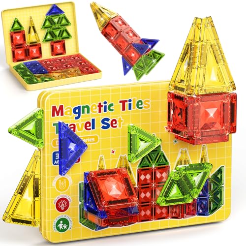 40PCS Magnetic Tiles Travel Storage Diamond Blocks 10% Thicker 3+ - size: 40 PCS