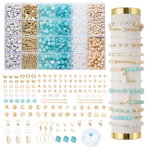 Xylise Jewelry Making Supplies Kit Natural Stone Beads for Irregular Natural Stone with for DIY Craft Bracelet Necklace Earrings for Adults (Blue) - color: Blue