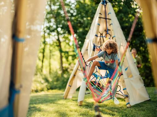 Rambler Rope Bridge - for Kids Outdoor Play, Rope Bridge for Playground, Treehouse and Backyard, Kids Rope Climbing Jungle Gym, 14 Ft UV Protected Nylon Rope, Rated for 250 lbs