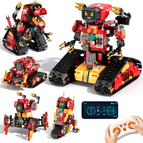 5 in 1 Stem Robot Building Kit for Kids,Remote & App Robot,896 Pcs