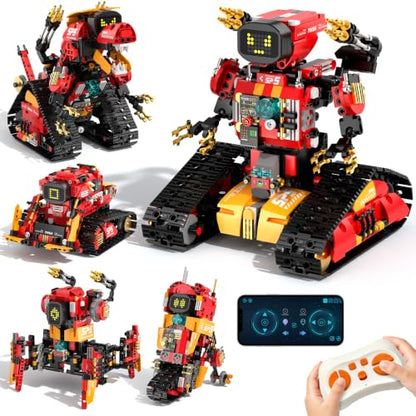 5 in 1 Stem Robot Building Kit for Kids,Remote & App Robot,896 Pcs