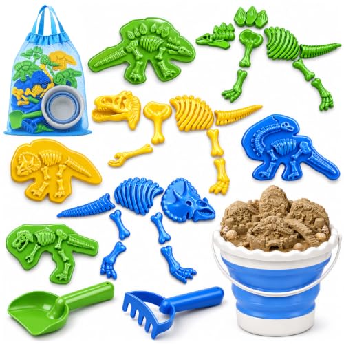 TOY Life 30-Pc Dinosaur Fossil Dig Beach Sand Set, Ages 3-8 - color: 30 Pcs Dinosaur Fossil Beach Toys