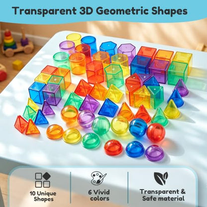 TOMMYHOME 3 Dimensions Shapes for Teaching - Table Math Manipulatives