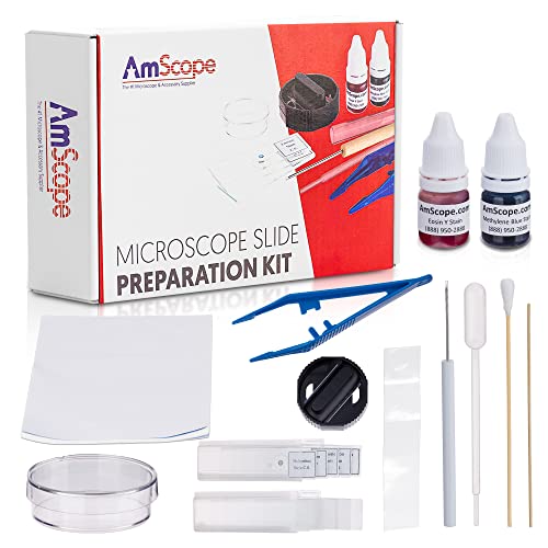 AmScope SP-14 Microscope Slide Preparation Kit Including Stains - size: 1 Count (Pack of 1), style: Preparation Kit