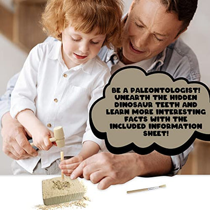 ArtCreativity Dinosaur Dig Kit, T-Rex & Tarbosaurus Fossil Teeth 2-Pack