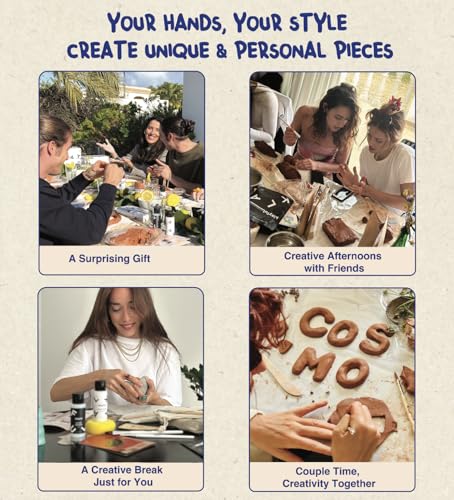 Klayful Pottery Kit for Adults – 6,6lbs Air Dry Clay Pottery Set with Tools, Paints & Brushes – DIY Arts & Crafts Kit for Beginners & Couples | Creative Gift Set for Relaxing Date Night Crafts