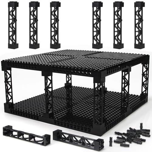 Plates 16x16 with Support Girder Brick Set Multi-layer Parking Garage - color: Black, size: 8 PCS
