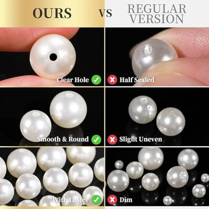 LEOBRO Pearl Beads for Bracelets, 720PCS Bracelet Making Kit for Adult, Bracelet Bead Kits, Small Pearl Beads and Gold Beads for Bracelets, Jewelry Making Kit - color: Creamy White