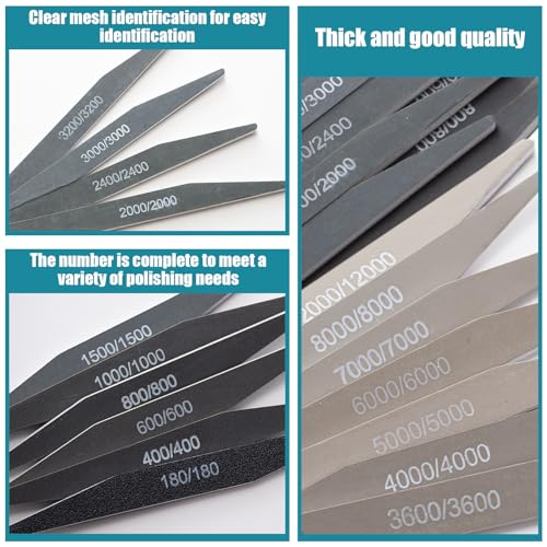 Honoson 20 Pcs Sanding Sticks Model, Low and High Grits, Double Angle Shape - style: Double Angle Shape