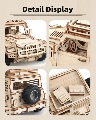 3D Wooden Puzzles for Adults to Build, Off-Road Car Model Kit