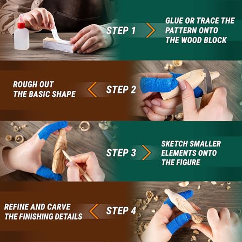 BeaverCraft Wood Carving Kit for Beginners DIY05 with Wood Carving Knife & Basswood Blocks, Whittling Kit for Beginners Adults and Teens DIY03 Wizard