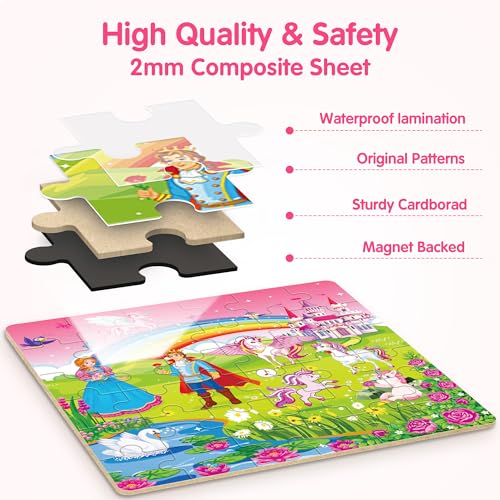 SYNARRY Unicorn Princess Mermaid Magnetic Puzzle for Kids Ages 3-5 - style: Princess Mermaid