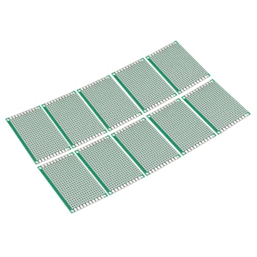 PATIKIL 2.8" x 2" PCB Board Circuit, 10 Pcs Prototype Perfboard Solder Boards for DIY Soldering and Electronic Project Circuit Boards Solderable Breadboard, Green