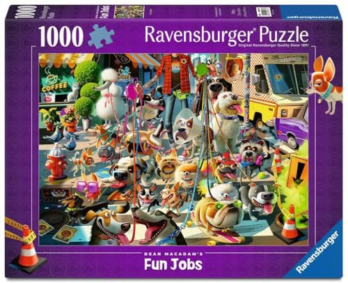 Ravensburger - The Dog Walker - 1000 Piece Jigsaw Puzzle - Vibrant, Bold Colors and Laugh Inducing Details of an Over-Committed Dog Walker - Premium Quality - Puzzles for Adults - style: The Dog Walker
