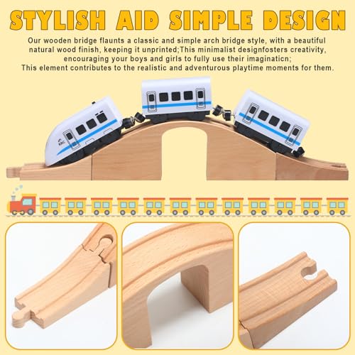 Halloscume 9 Pcs Wooden Train Track Set with Viaduct Bridge Arches