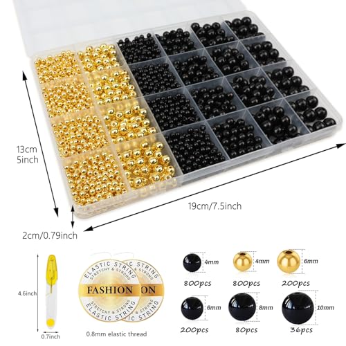 Black Pearl Bracelet Making Kit Gold Beads for Bracelets for Adult - color: 07-Black & Gold