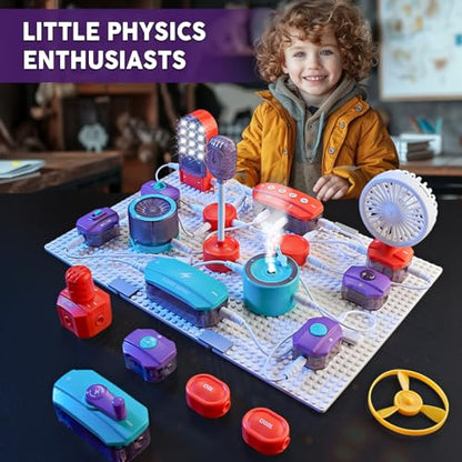 VATOS Science Circuit for Kids, 53PCS DIY Electronics Exploration Kit with 150+ Projects, Physics Science Experiments Circuit Board Kit, School Family STEM Educational Toy Gift for Boys Girls Ages 6+