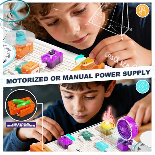 VATOS Science Circuit for Kids Ages 6-12, 68PCS Electronics Building Kit with 450+ STEM Projects, Rotational Imaging, Sound Recording & Playback, Dual Power STEM Educational Toys for Boys Girls