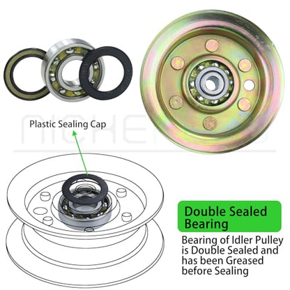 532196106 Idler Pulley with 532177968 Idler Pulley for YTH22V46 - color: A09 1x532196106+1x532177968