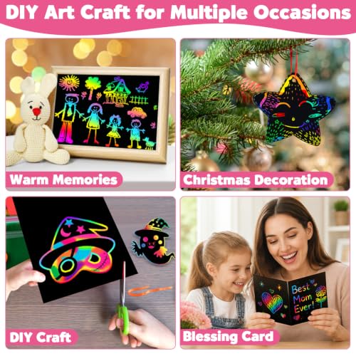 ZMLM 100PCS Rainbow Scratch Paper Art Gifts, Arts and Crafts for Kids Toys (Pack of 2) - color: Pink, size: 7.2 x 5 inch (Pack of 2)