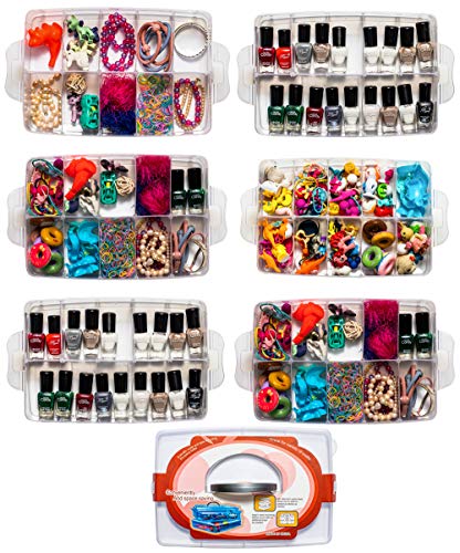 Sooyee 6 Layers Stackable Storage Container 60 Adjustable Compartments - color: Clear, size: 6 Tier