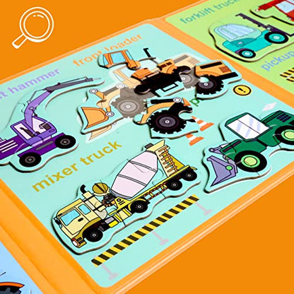 Magnetic Puzzles for Kids Ages 3-5, Travel Toddler Excavator Puzzle Toy - style: Engineering vehicle