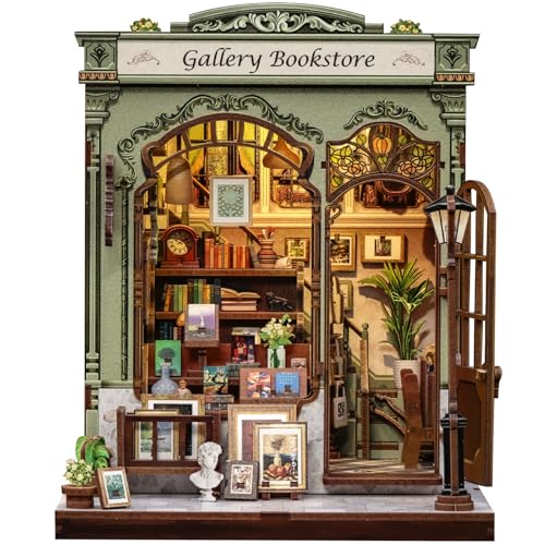 Cutefun Book Nook Kit - DIY Miniature Dollhouse Kit for Adults and Teens - color: Gallery Bookstore