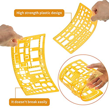 Zonon 10 Pcs Architect Scale & Geometric Drawing Template, Stylish, Yellow - color: Yellow, style: Stylish