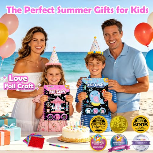 FUNNYB&G Foil Art Craft Kit for Kids, Sparkly Birthday Gift Toy for Girls - style: Amusement Park
