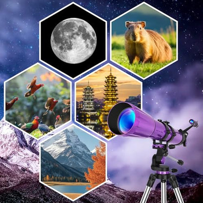 HETEKAN 90mm Aperture 1000mm,Telescope for Adults High Powered, Purple